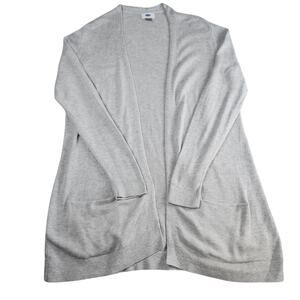 Old Navy Open Front Cardigan Womens Large Gray Knit Pocket Sweater Cozy Layering